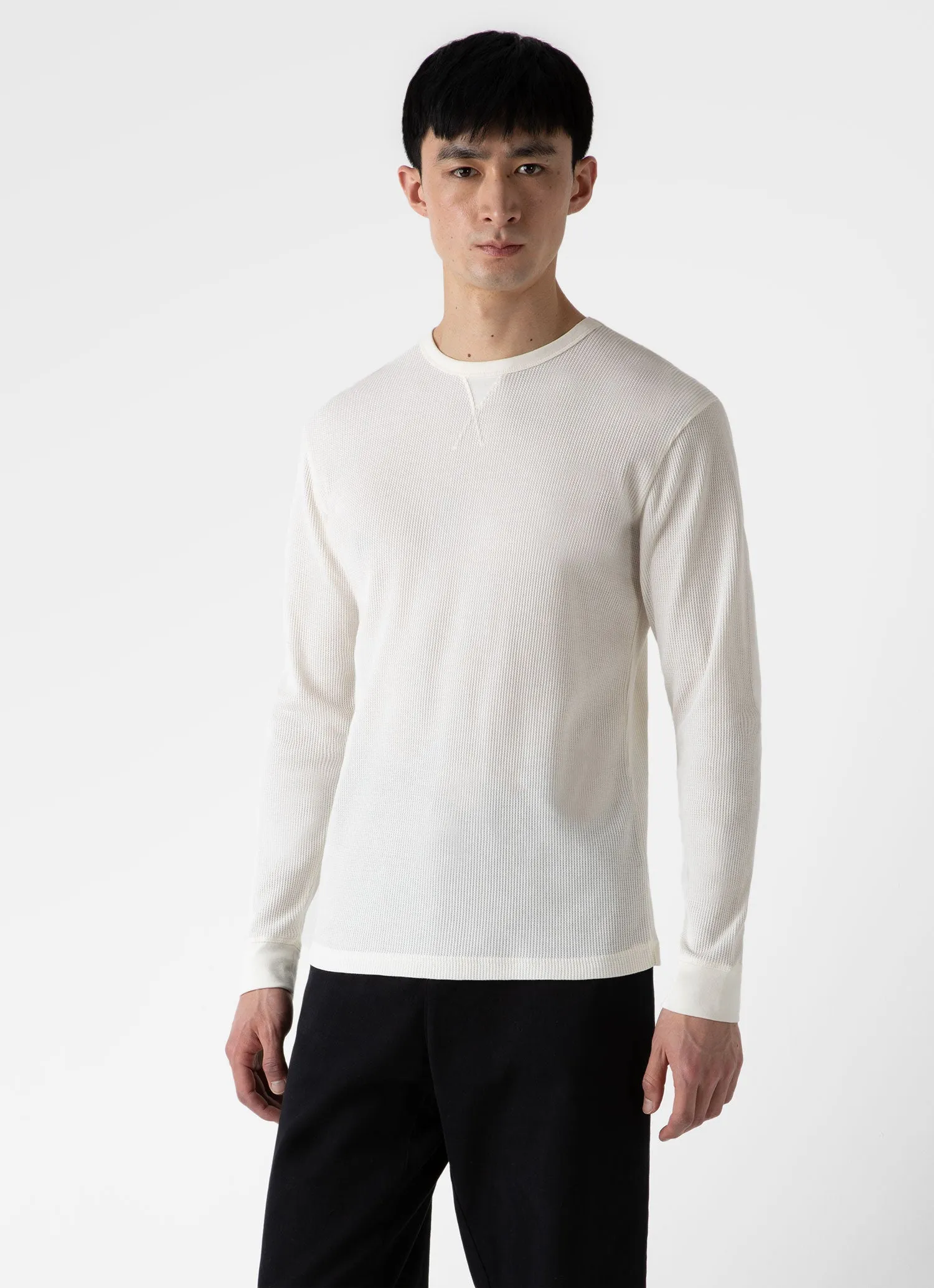 Men's Long Sleeve Waffle T-shirt in Ecru