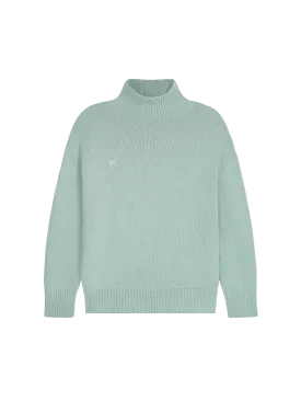 Men's Recycled Cashmere Turtleneck Sweater—eucalyptus blue