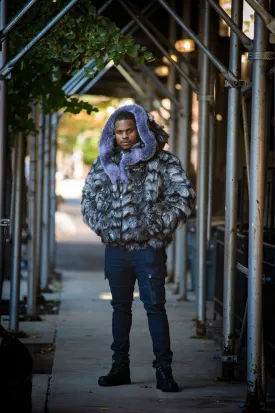 Men's Stealth Silver Fox Bomber With Hood