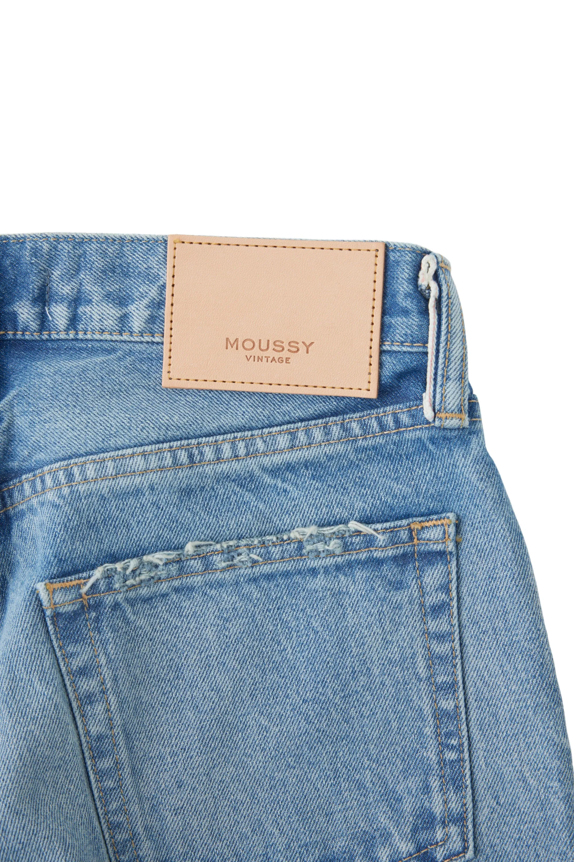 Moussy Denim Cheval Straight Low-Rise Jeans
 in Light Blue