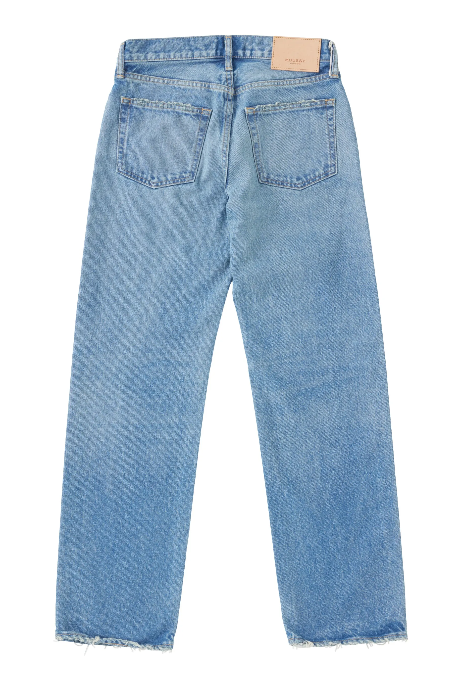 Moussy Denim Cheval Straight Low-Rise Jeans
 in Light Blue