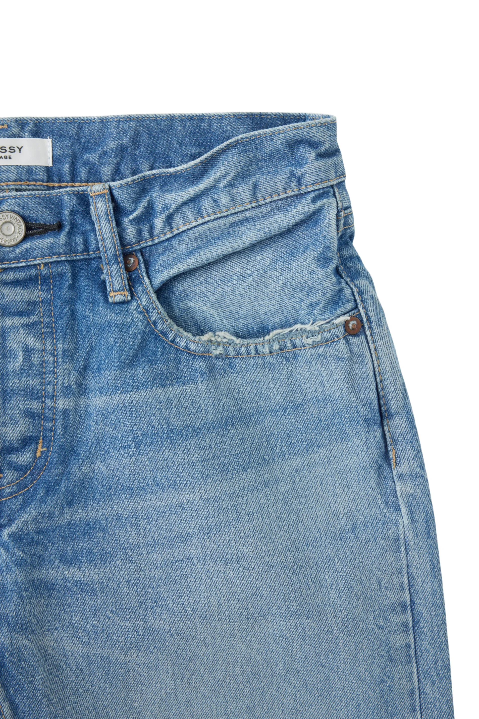 Moussy Denim Cheval Straight Low-Rise Jeans
 in Light Blue