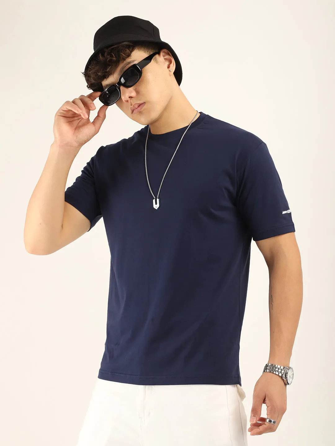 Navy Cotton Slim Fit T-Shirt