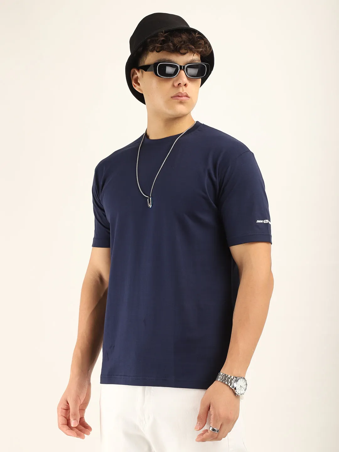 Navy Cotton Slim Fit T-Shirt