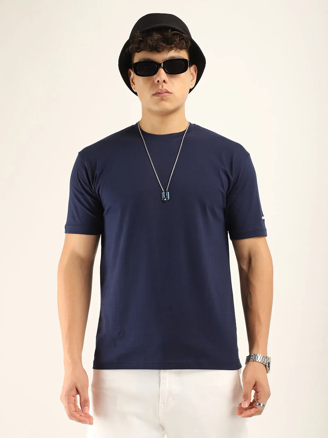 Navy Cotton Slim Fit T-Shirt