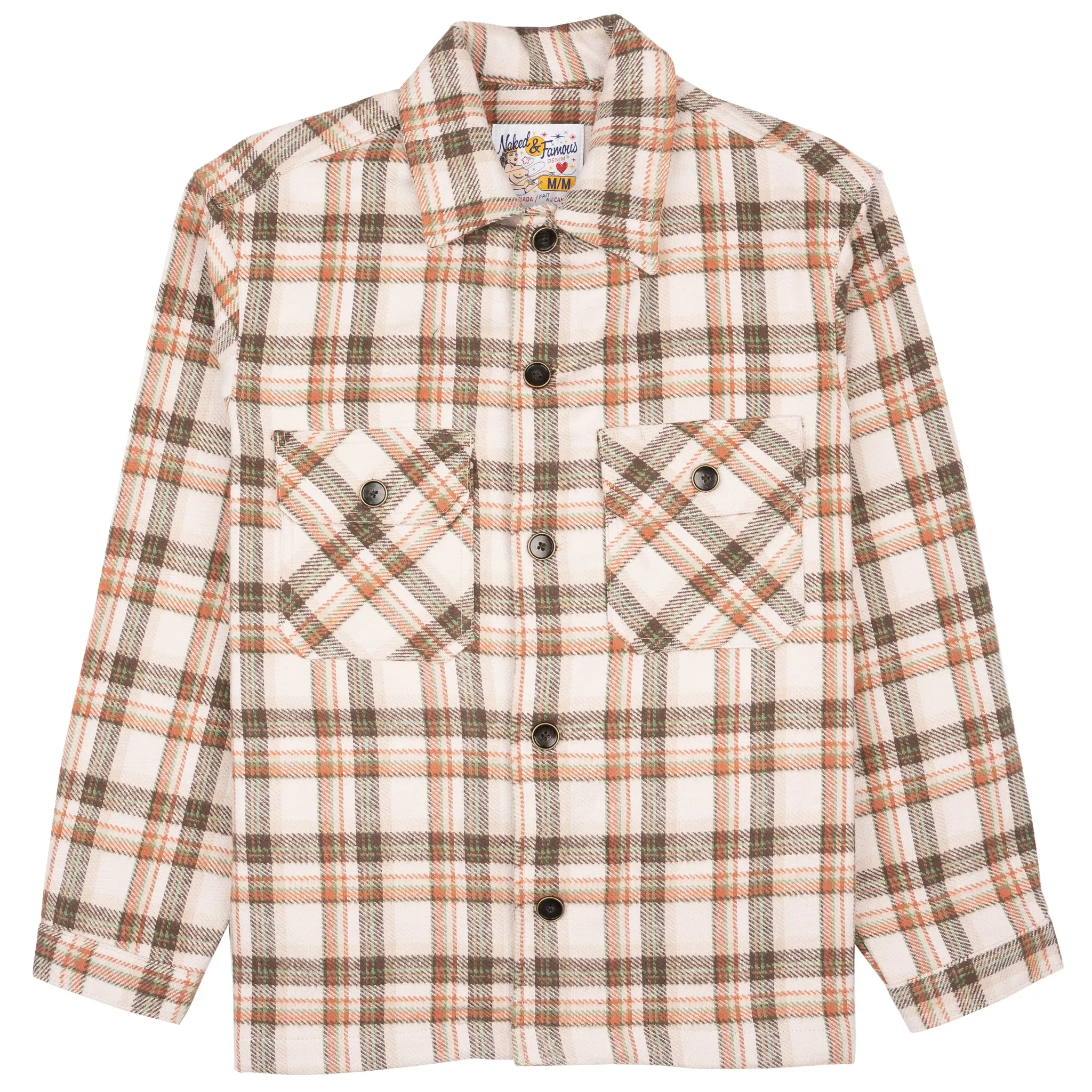 Over Shirt - Triple Yarn Twill Check Brush - Beige