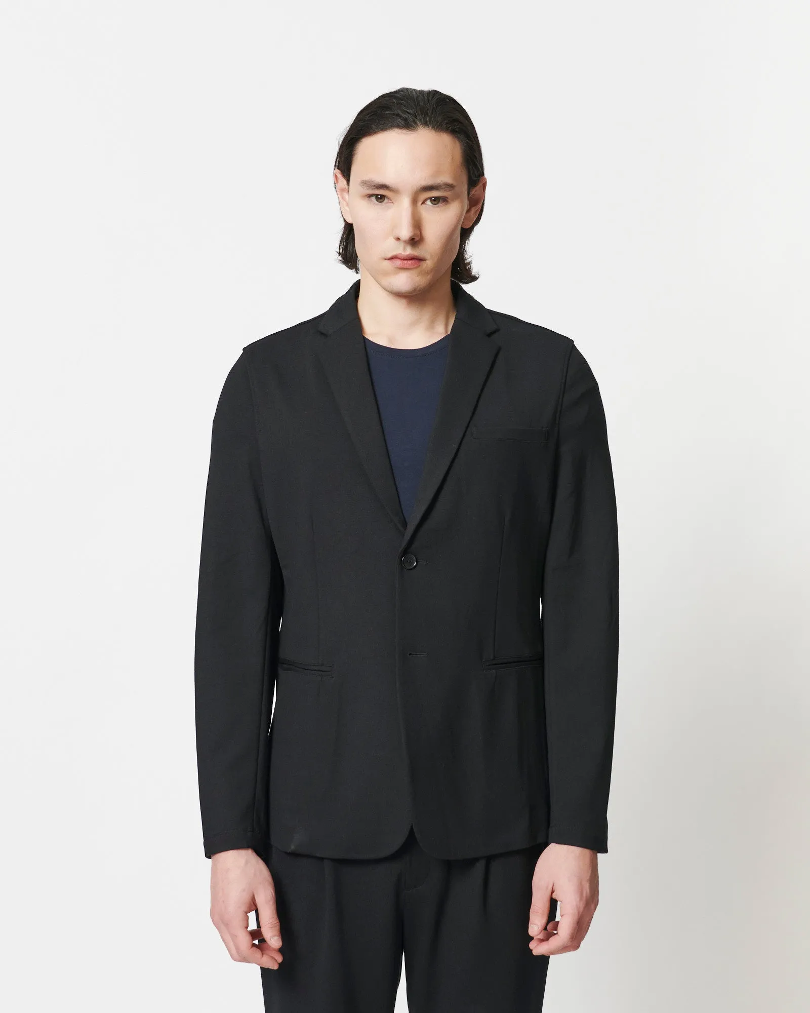 Patrick Assaraf Mens MONACO 2-Button Stretch Blazer - BLACK