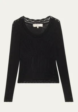 Paxton Long Sleeve Knit Top in Black