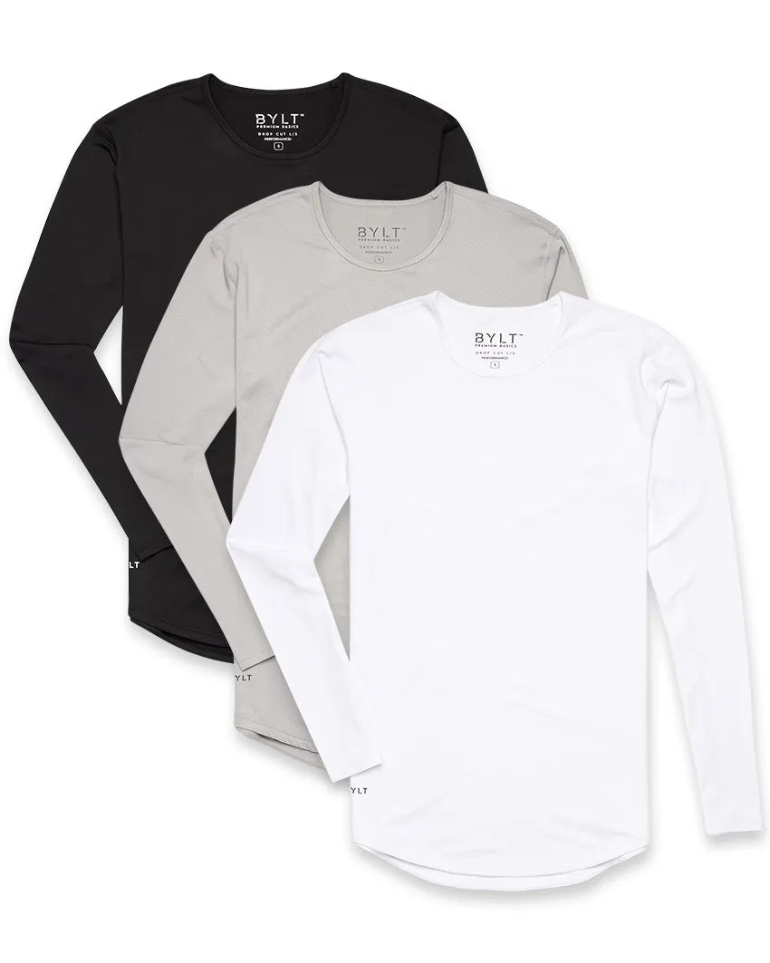 Performance  Drop-Cut Long Sleeve Shirt - Custom 3 Pack