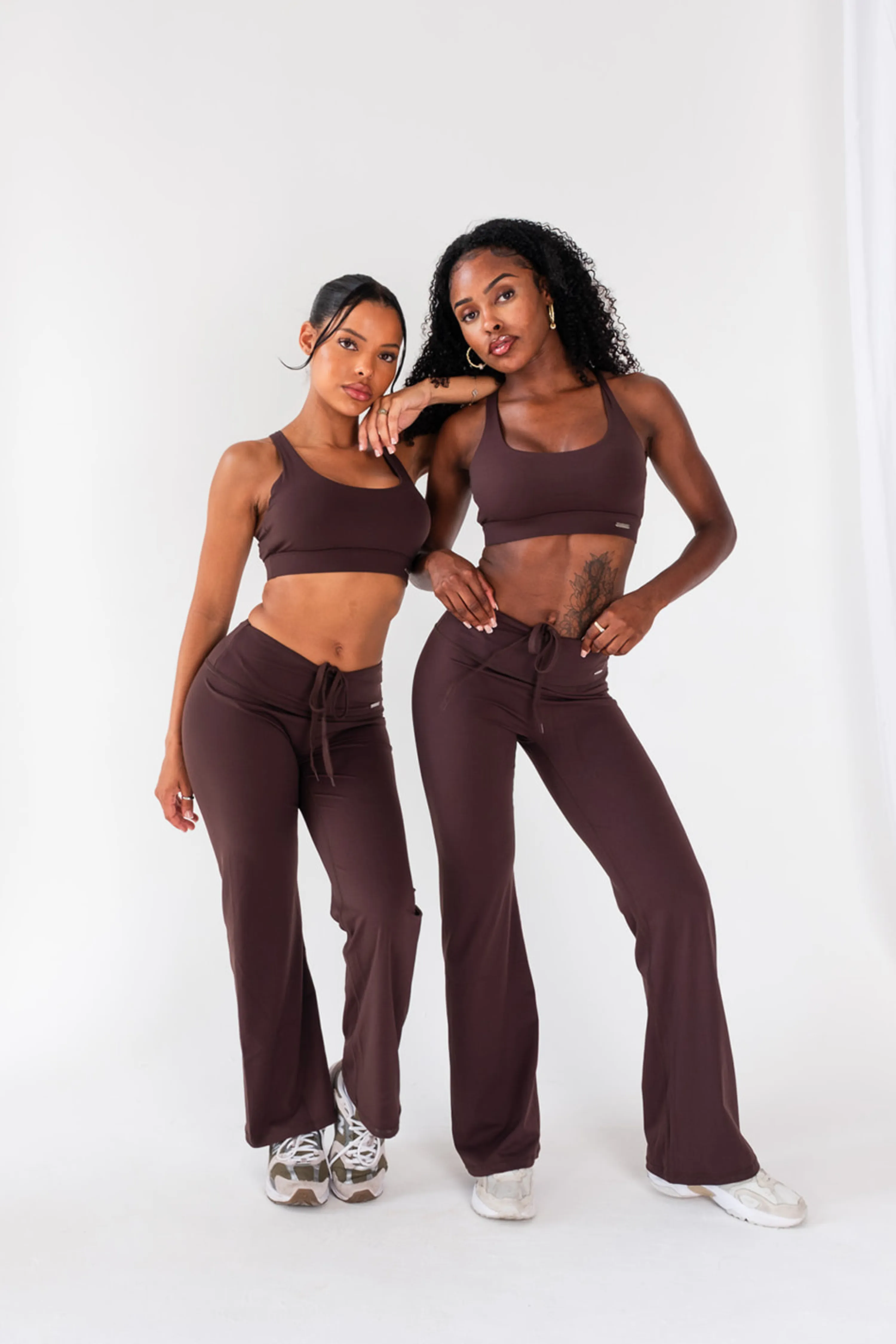 Petite High Waisted Wide Leg Flares Espresso