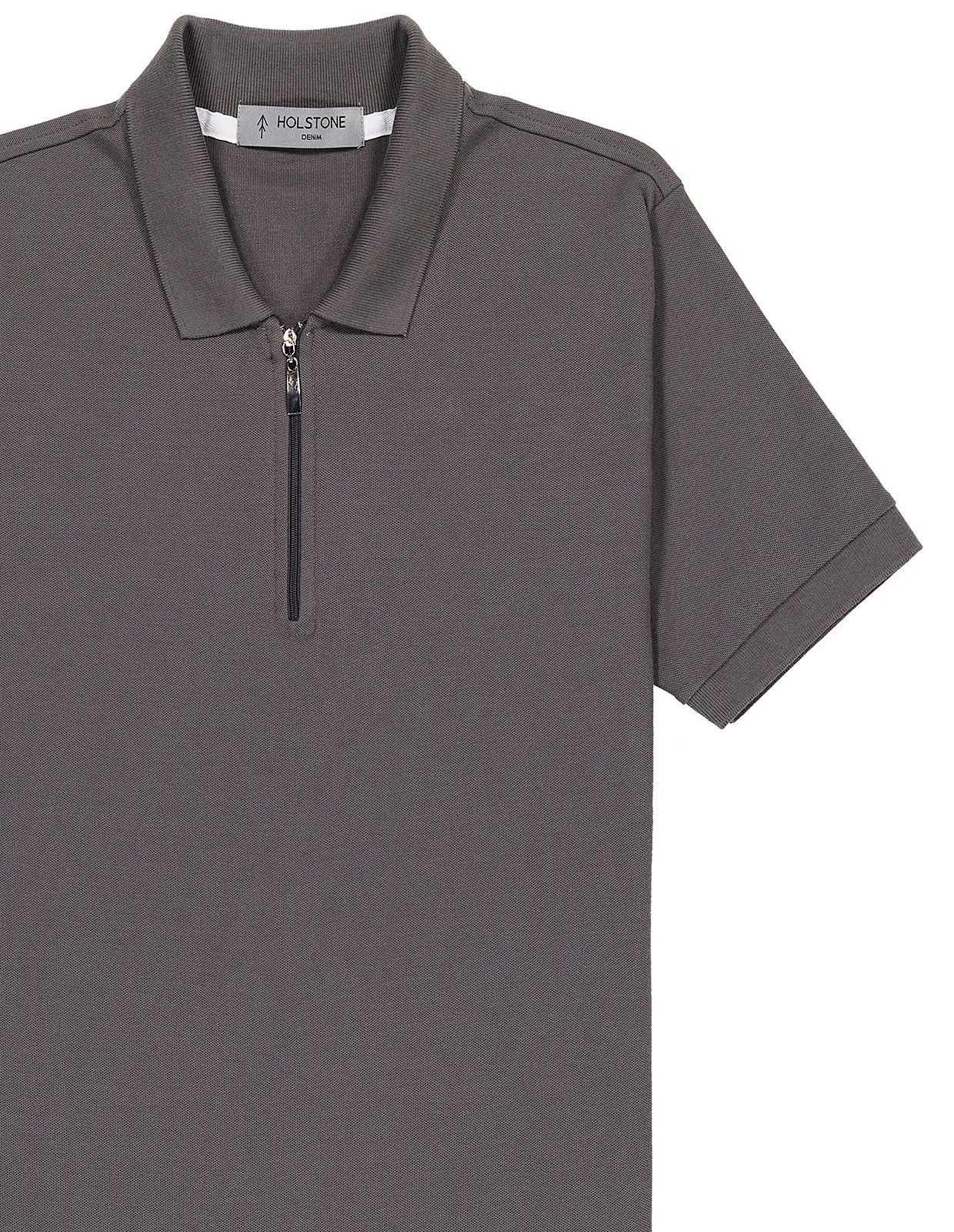 Playera Polo Con Cierre Holstone Slim Fit - Gris