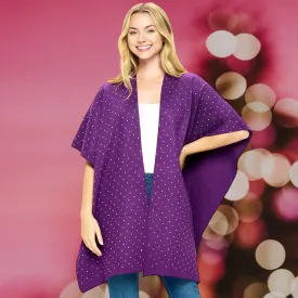 Purple Bling Solid Ruana Poncho