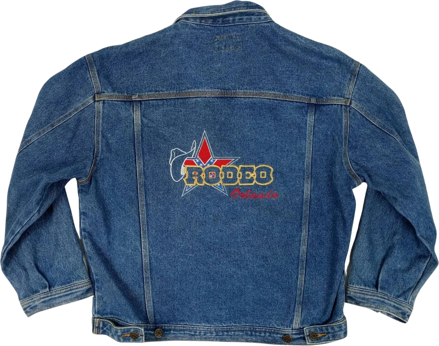 "rodeo Orlando" Embroidered Blue Denim Jean Jacket Unisex by Sunbelt