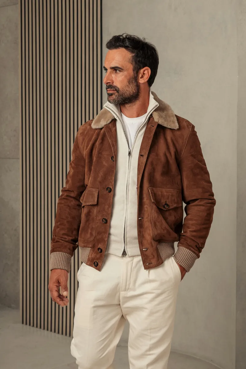 Shearling Collar Bomber Jacket