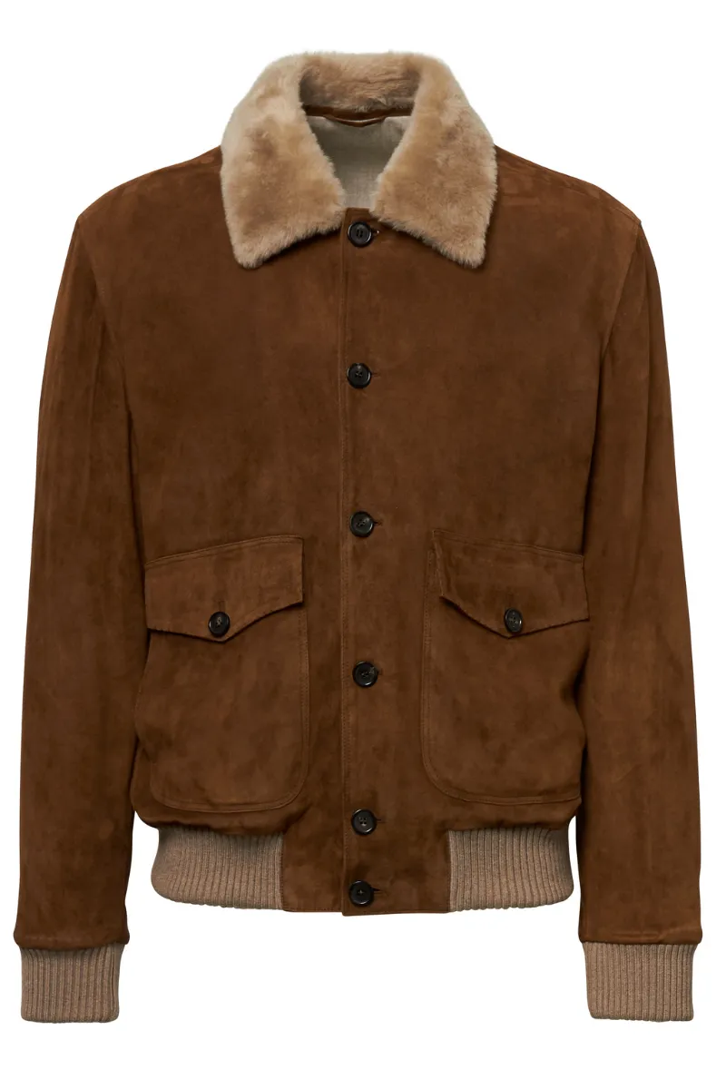 Shearling Collar Bomber Jacket