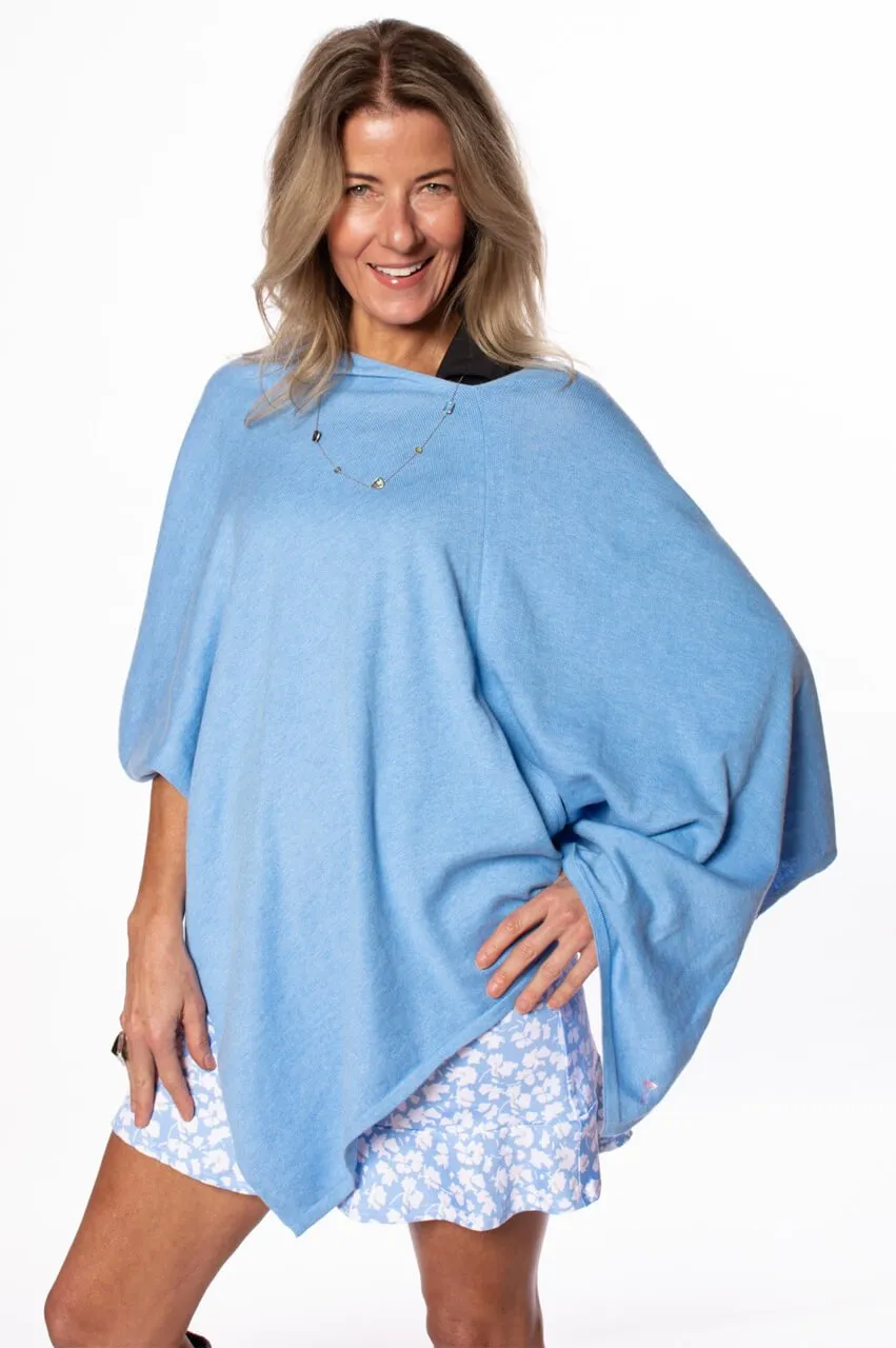 Sky Blue Cotton Cashmere Poncho