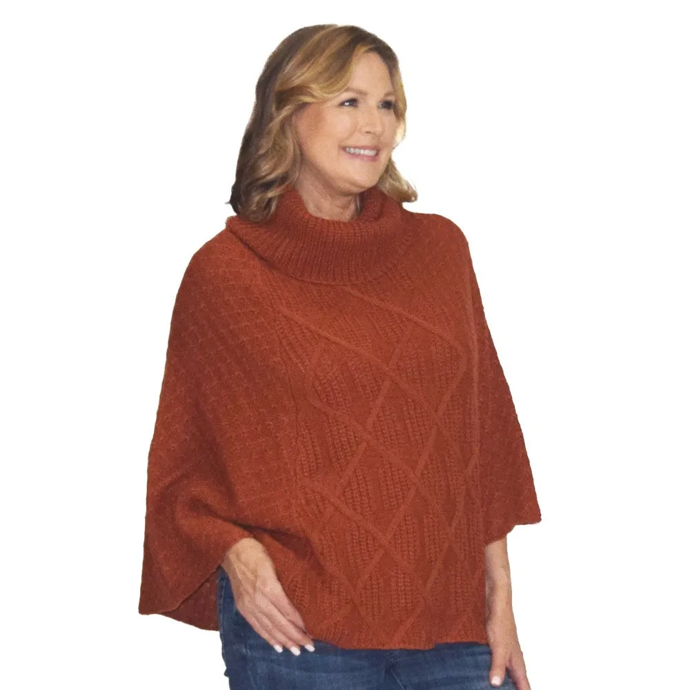 Spice Diamond Knit Sweater Poncho