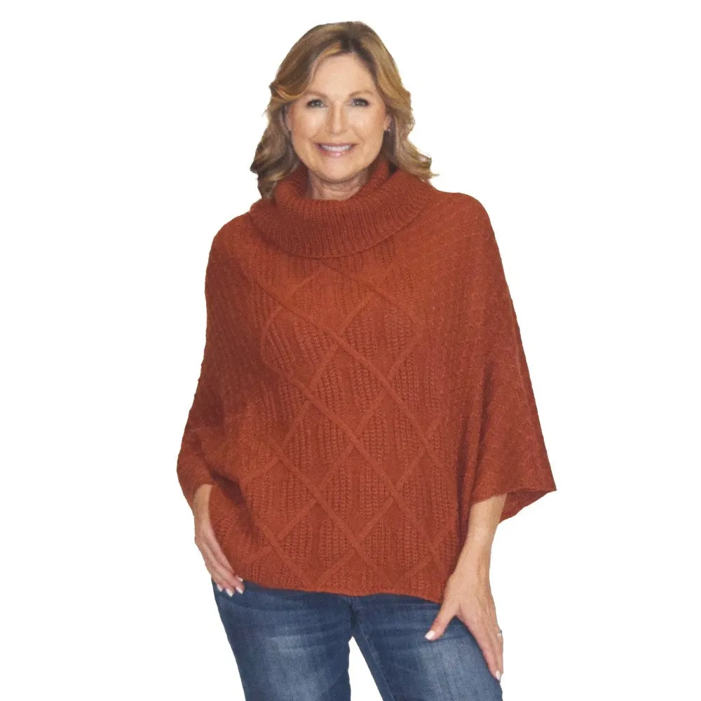 Spice Diamond Knit Sweater Poncho