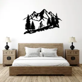 Standing Mountain Biker - Metal Wall Art