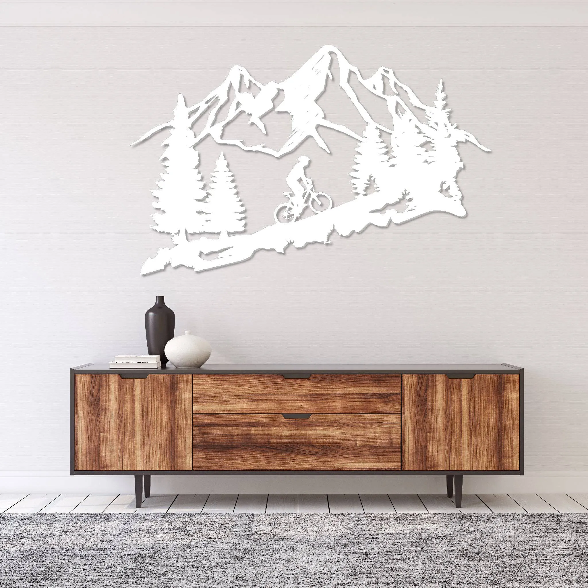 Standing Mountain Biker - Metal Wall Art