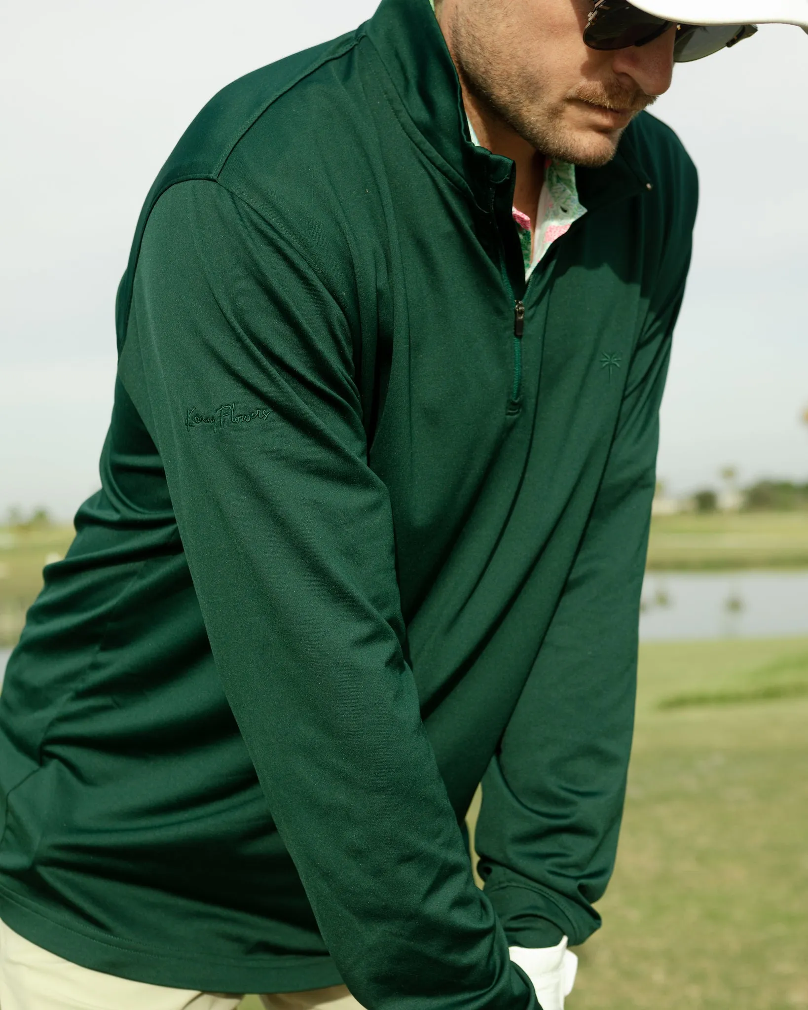 The Pebble Beach - Jungle Green Quarter Zip Pullover