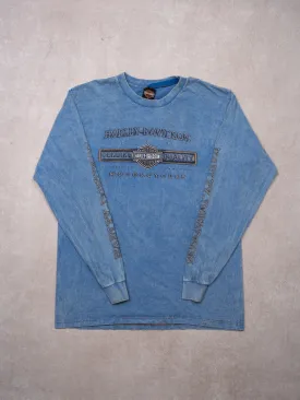 Vintage '00 Light Blue Harley Davidson Thunder Bay Long Sleeve (L)