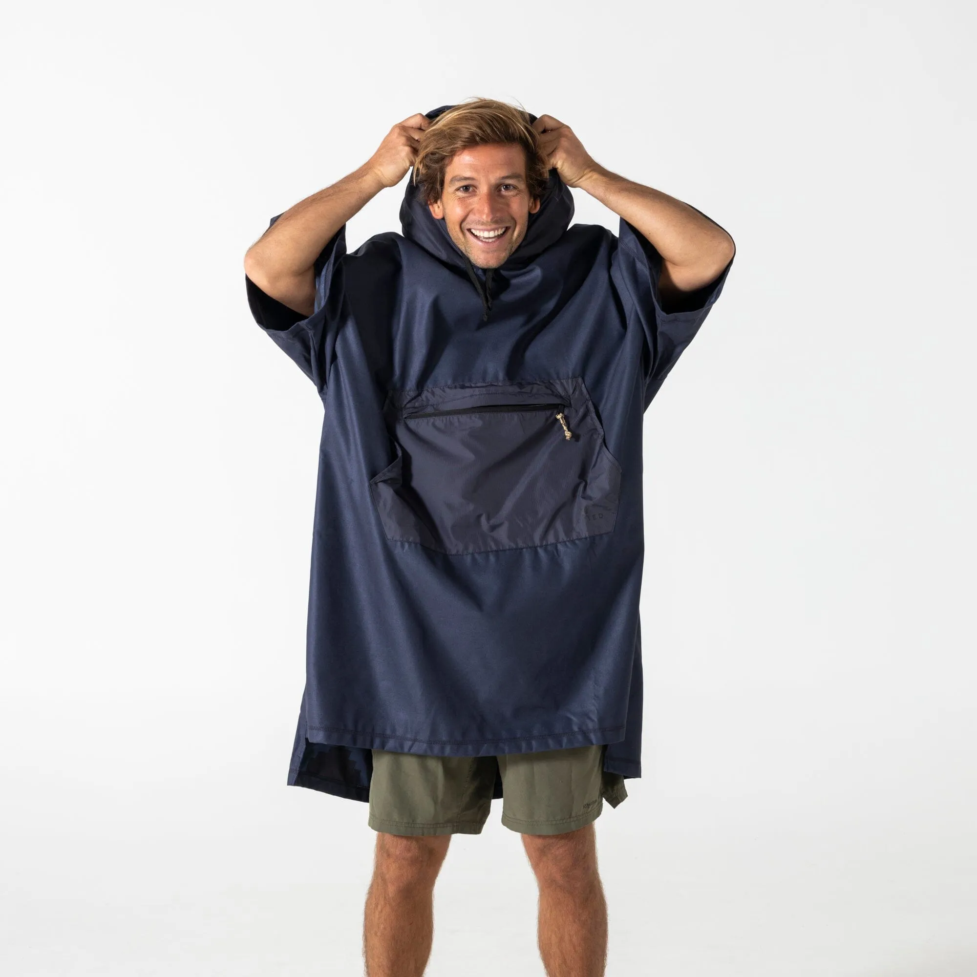 VOITED Micro Fleece Poncho - Ocean Navy/Ethno