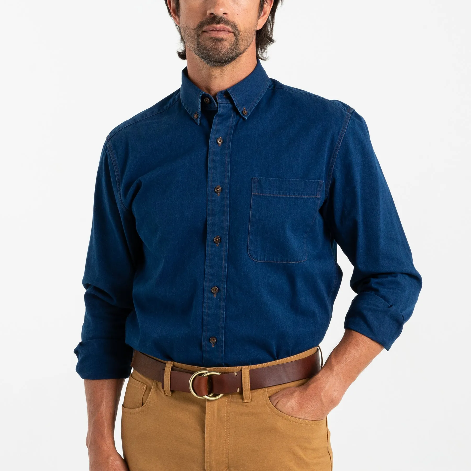 Worley Solid Denim Sport Shirt