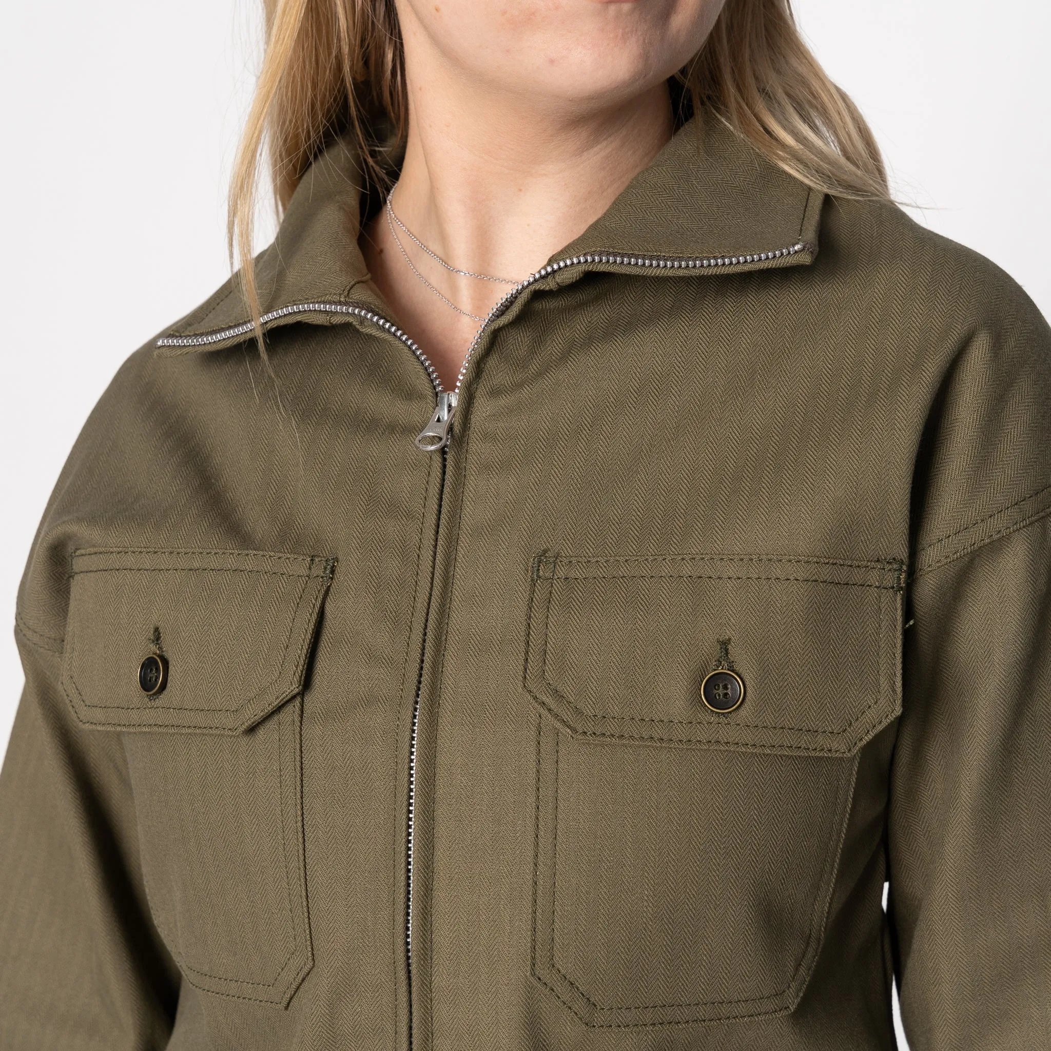 Zip Crop Jacket - Army HBT - Olive Drab